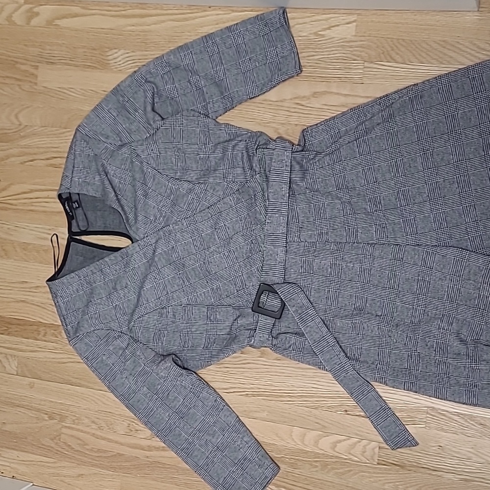 Gray Plaid Women's Jumpsuit
